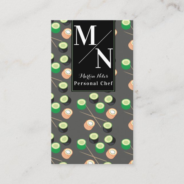 Sushi Asian Chef Cook Homemade Food Visitkort (Framsida)