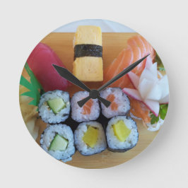 Sushi Asien Fisk Ris Mat Rund Klocka