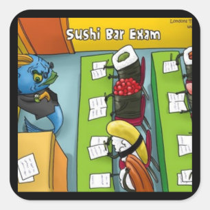 Sushi Bar Exam Tees Muggar Kort Presentkort Etc Fyrkantigt Klistermärke