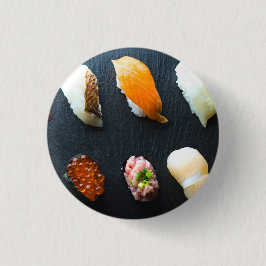 Sushi Beauty on Leaf – SUSHIMI Button Badge Knapp