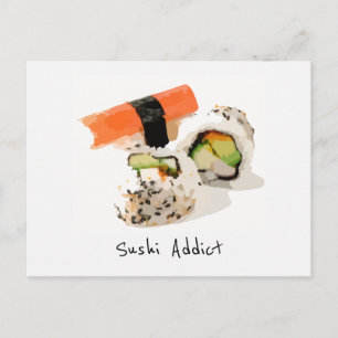 Sushi-beroende söt japansk mat vykort