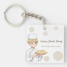 Sushi Birthday Party Invitation with Cute Anime 