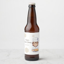 Sushi Birthday Party Invitation with Cute Anime  Ölflaska Etikett