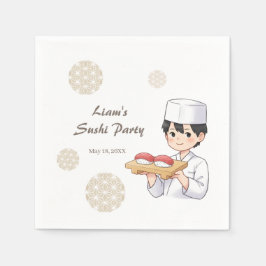 Sushi Birthday Party Invitation with Cute Anime  Pappersservett