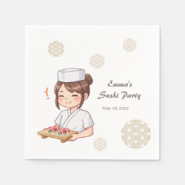 Sushi Birthday Party Invitation with Cute Anime  Pappersservett