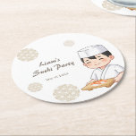 Sushi Birthday Party Invitation with Cute Anime  Underlägg Papper Rund<br><div class="desc">Sushi Birthday Party Invitation with Cute Anime Chef Design Celebrate your special day with this charming sushi birthday party invitation featuring a cute anime-style sushi chef. This simple and elegant design includes space to customize the date, time, and location of your party. Perfect for sushi lovers and fans of Japanese...</div>