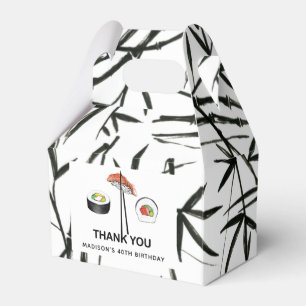 Sushi Birthday Simple Elegant Black White Presentaskar