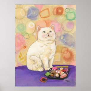 Sushi Cat 1980 Daydröm Skriv ut Poster