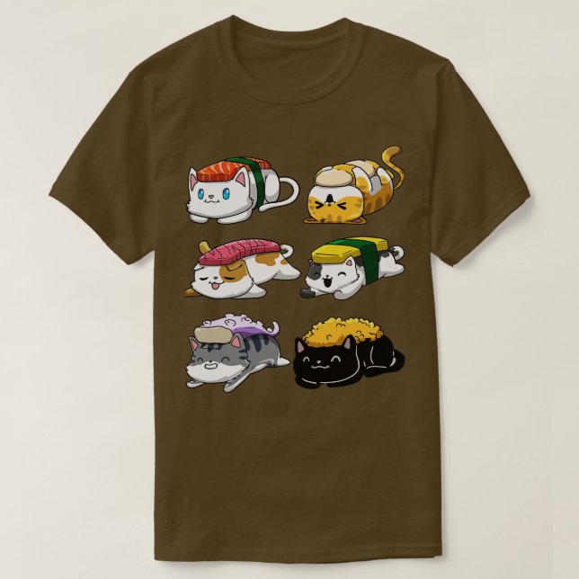 Sushi Cat Anime T Shirt (Design framsida)