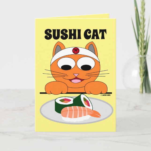 SUSHI CAT Birthday Card Funny Kort (Framsida)