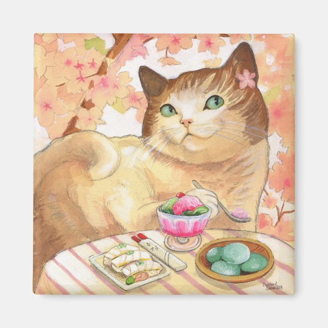 Sushi Cat Dessert First Magnet (Framsidan)