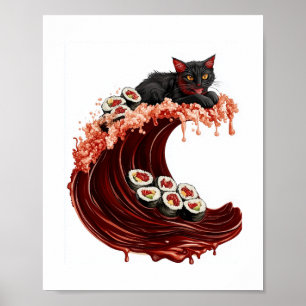 Sushi Cat Dreams - Quirky Japanska Food Kattunge Poster