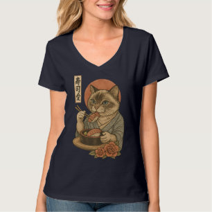 Sushi Cat – Elegant Japansk Stil Katt som Äter Sus T Shirt