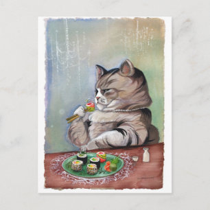 Sushi Cat Fancy Feast Vykort