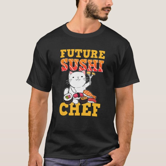 Sushi Cat Future Sushi Chef T Shirt (Framsida)