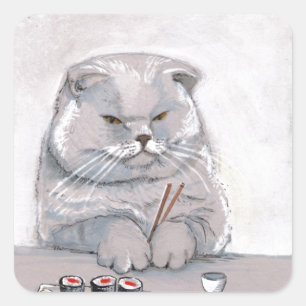 Sushi Cat Grumps ©CSiravo Fyrkantigt Klistermärke