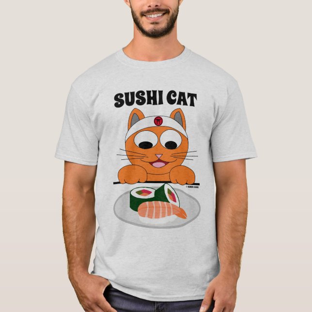 SUSHI CAT Japansk samurai Cat T Shirt (Framsida)