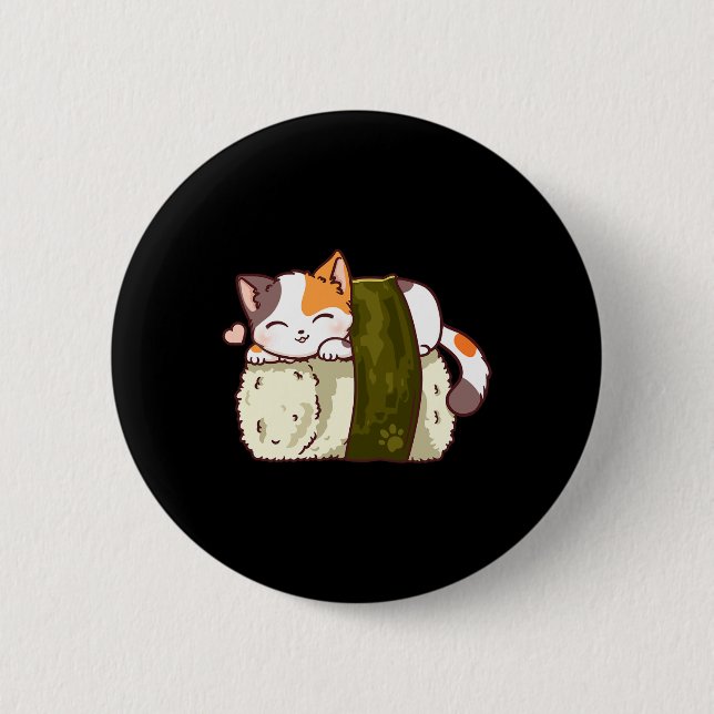 Sushi Cat Kawaii Anime Neko Japanska Knapp (Framsida)