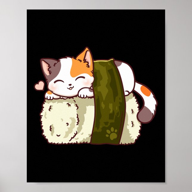 Sushi Cat Kawaii Anime Neko Japanska Poster (Framsidan)