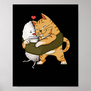 Sushi Cat Kawaii Anime Neko Japanska Poster