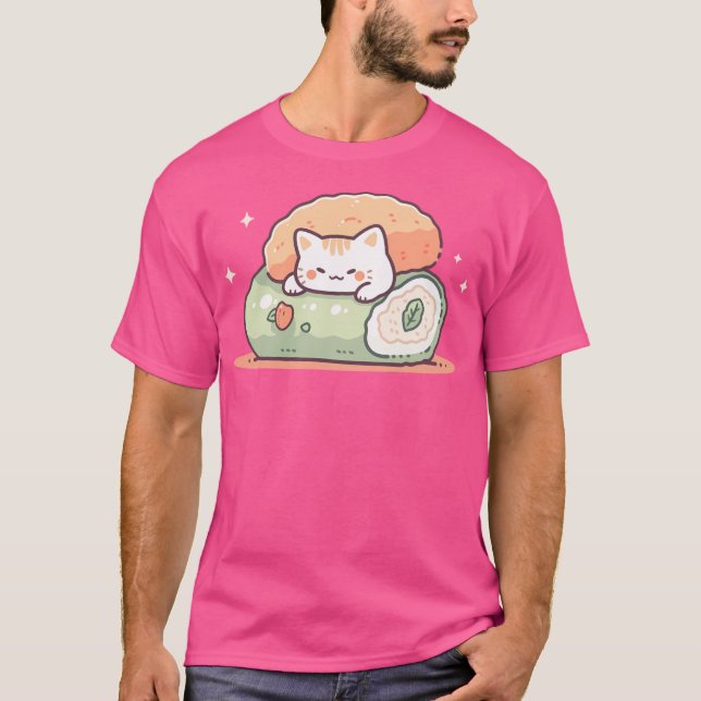 Sushi Cat Kawaii T Shirt (Framsida)