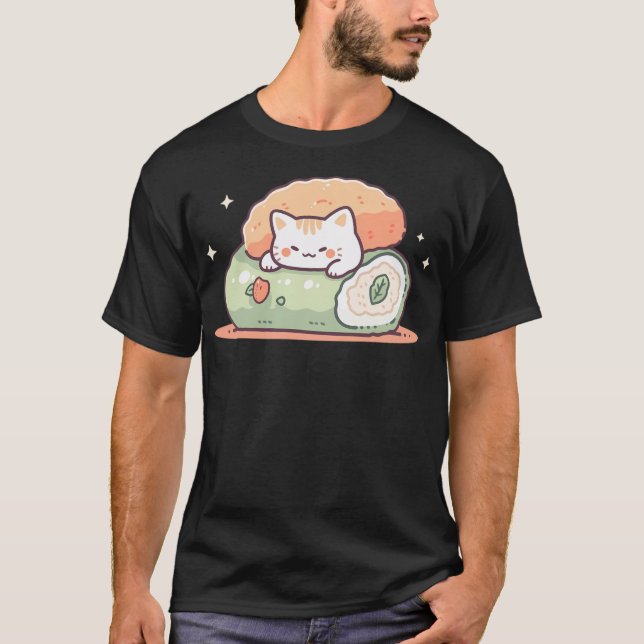 Sushi Cat Kawaii T Shirt (Framsida)