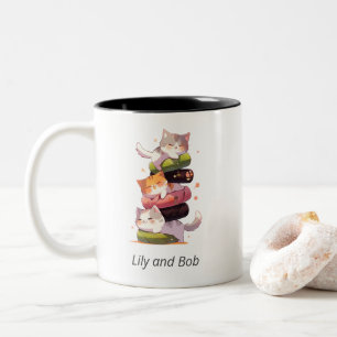 Sushi Cat Miaw   Japanska Anime Stil Två-Tonad Mugg