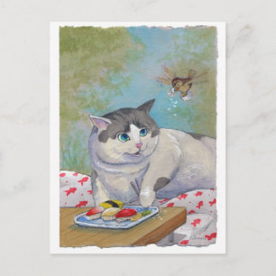 Sushi Cat Picnic Suprise Vykort