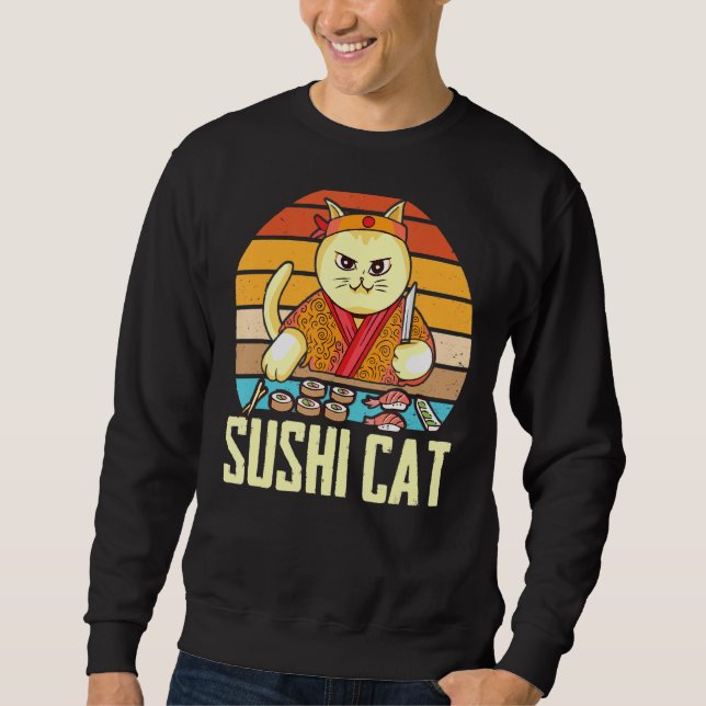 Sushi Cat Sashimi Nigiri Maki Cats Lång Ärmad Tröja (Framsida)