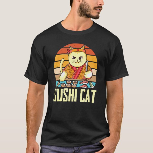 Sushi Cat Sashimi Nigiri Maki Cats T Shirt (Framsida)