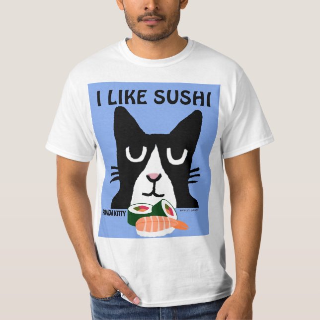 SUSHI CAT, TUXEDO Panda Kattunge T-Shirts (Framsida)