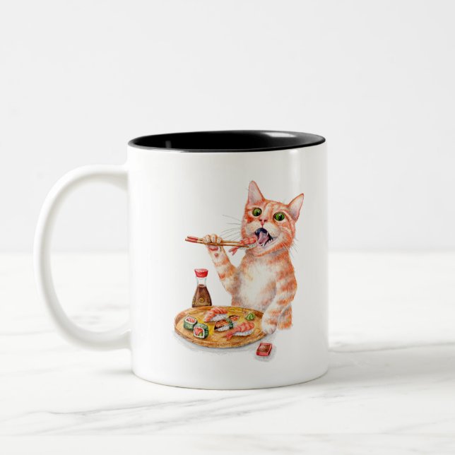 Sushi Cat Två-Tonad Mugg (Vänster)