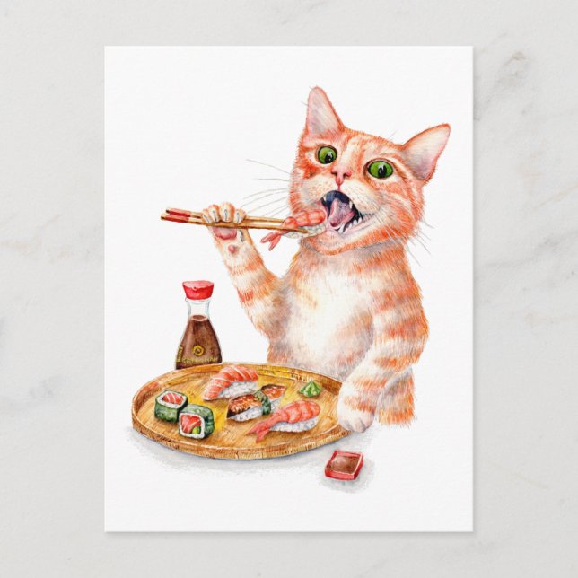 Sushi Cat Vykort (Framsida)