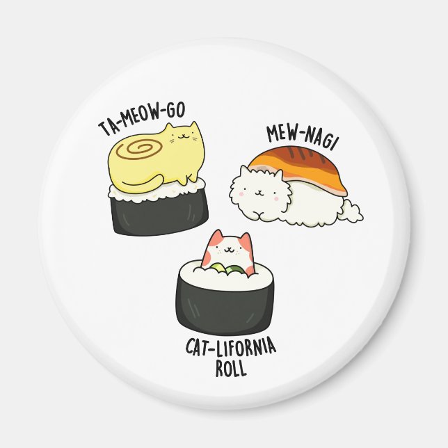 Sushi Cats Cute Sushi Pun Magnet (Framsidan)