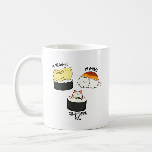 Sushi Cats Funny Sushi Pun Kaffemugg (Vänster)