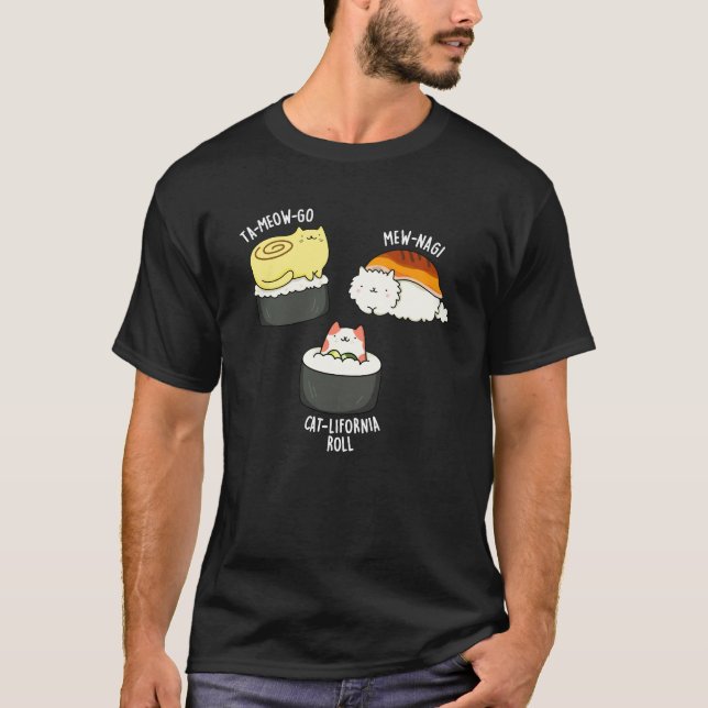 Sushi Cats Funny Sushi Pun Mörk BG T Shirt (Framsida)