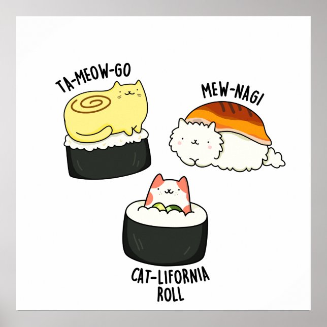Sushi Cats Funny Sushi Pun Poster (Framsidan)