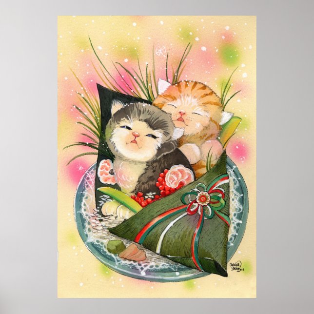 Sushi Cats Kattunge, julhandtag Poster (Framsidan)
