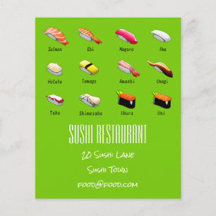 Sushi Chart Japanska moderna matrestauranger Flygblad