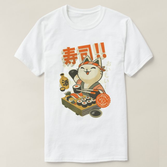 Sushi Chef Cat - Funny Restaurant Kattunge - japan T Shirt (Design framsida)