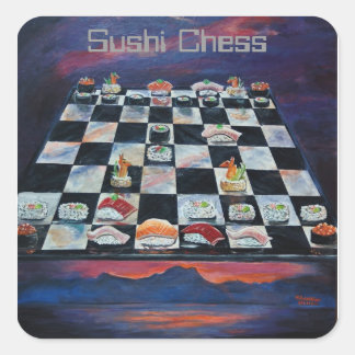 Sushi Chess Fyrkantigt Klistermärke