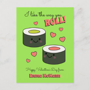 Sushi Classroom Valentine Friendship Cute Kid Card Vykort