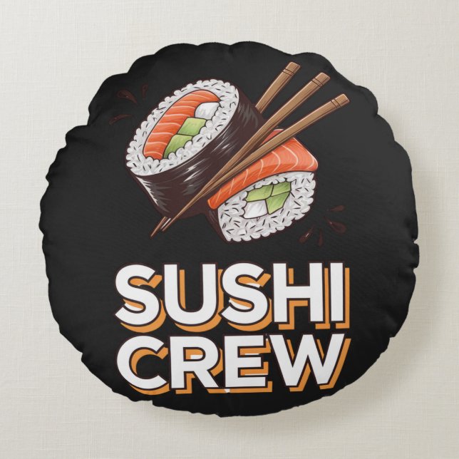 Sushi Crew Rund Kudde (Framsidan)