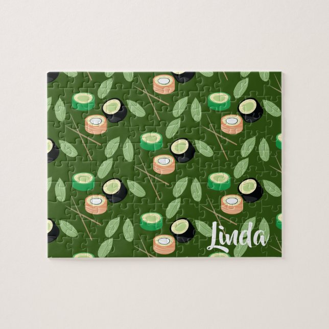 Sushi Cucumber Rolls Greenery Asian Food Pussel (Horisontell)