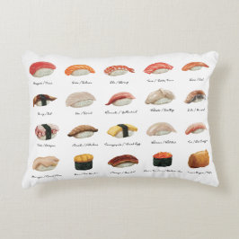 Sushi-diagram för vattenfärg prydnadskudde