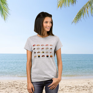 Sushi-diagram för vattenfärg t shirt