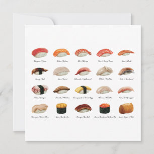 Sushi-diagram - platta hälsningskort