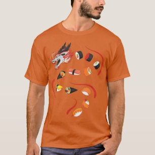 Sushi Dragon Roll Japansk Food Kawaii Anime T Shirt