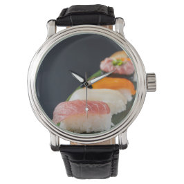 Sushi Elegance Watch – Classic Black & Leaf Armbandsur