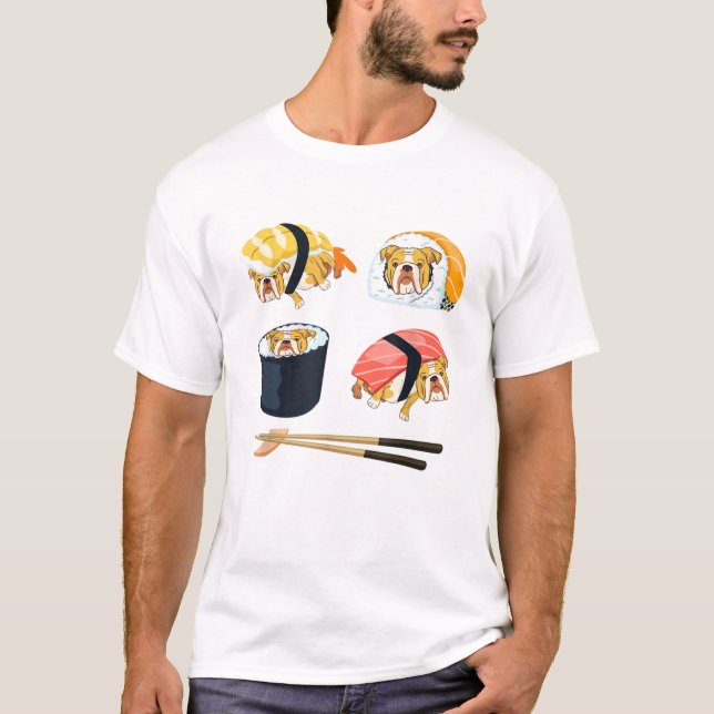 Sushi English Bulldog T Shirt (Framsida)